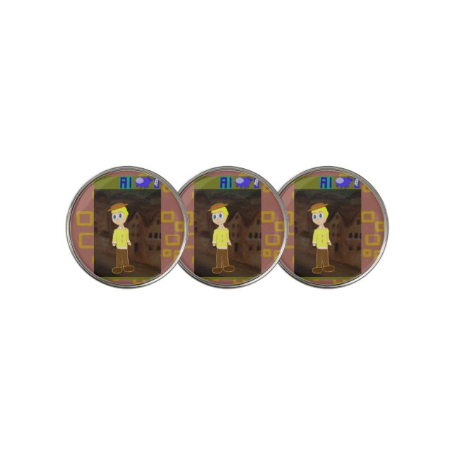 Brown Geometric Golf Ball Marker (3 Up)