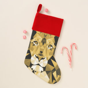 Brown Geometric  Lion Christmas Stocking