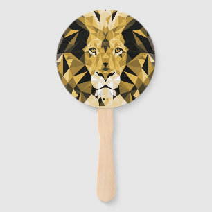 Brown Geometric Lion Hand Fan