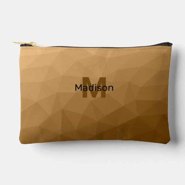 Brown geometric mesh pattern Monogram Accessory Pouch (Front)