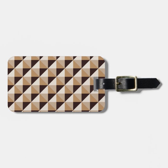 Brown geometric pattern luggage tag (Front Horizontal)