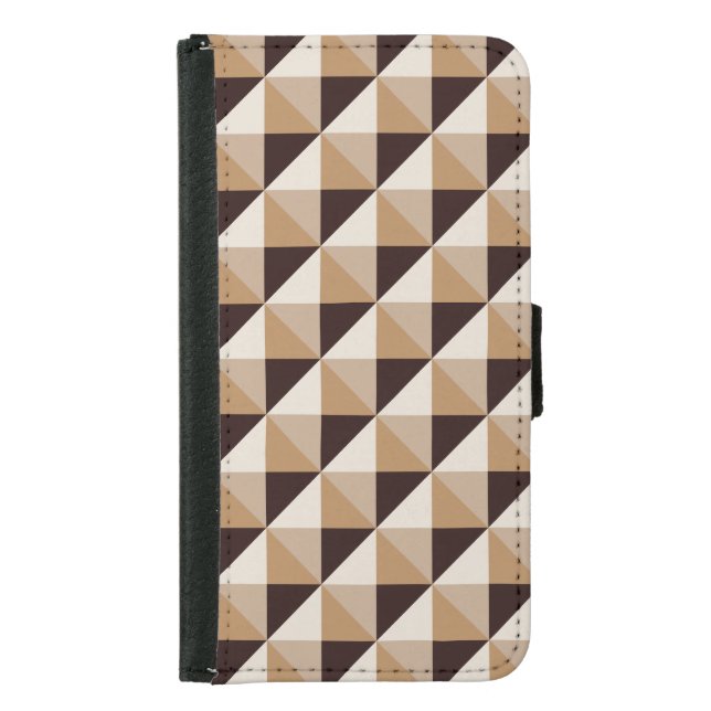 Brown geometric pattern samsung galaxy wallet case (Front)