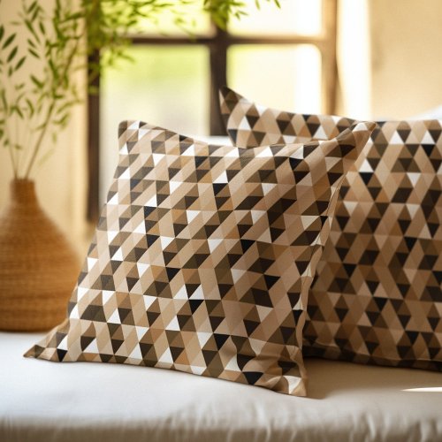Brown Geometric Pattern Throw Pillow
