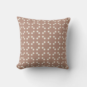 Brown geometric print with white polka dots  throw pillow