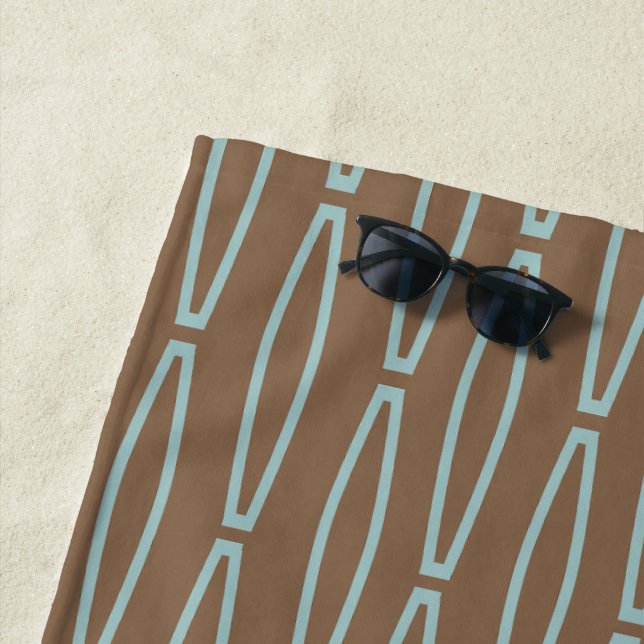 Brown Geometric Repeat  Beach Towel (In Situ)