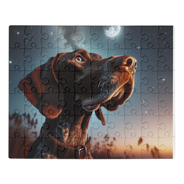 Brown German Shorthaired Pointer Nighttime Sky Jigsaw Puzzle (Puzzle Horizontal)