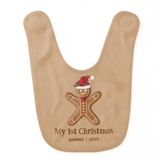 Brown Gingerbread Christmas Cookie First Christmas Baby Bib