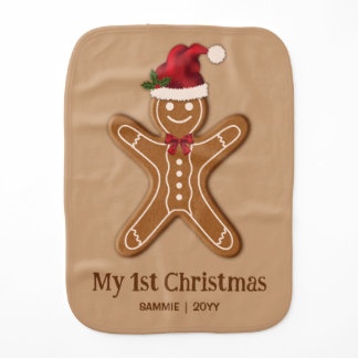 Brown Gingerbread Christmas Cookie First Christmas Baby Burp Cloth