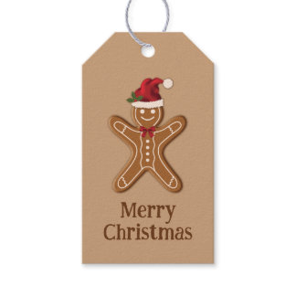 Brown Gingerbread Christmas Cookie With Text Gift Tags