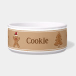Brown Gingerbread Christmas Cookies With A Name Bowl<br><div class="desc">Destei's original gingerbread cookie illustrations including a heart shape cookie, a boy shape cookie, a star shape cookie, a candy cane shape cookie and a tree shape cookie. The background color is light brown. There is also a personalizable text area for a name. The design is framed by borders on...</div>