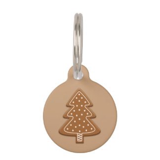 Brown Gingerbread Christmas Tree Shape Cookie Pet ID Tag