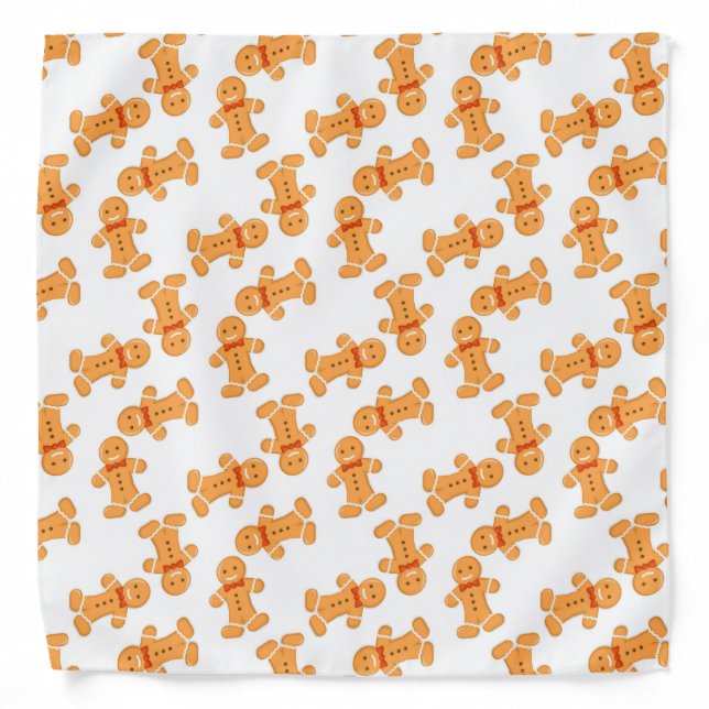 Brown gingerbread man on white bandana (Front)