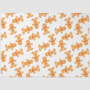 Brown gingerbread man on white tissue paper