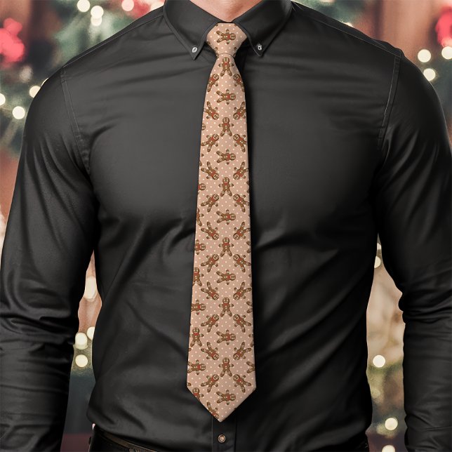 Brown Gingerbread Man Polka Dot Christmas Neck Tie (Creator Uploaded)