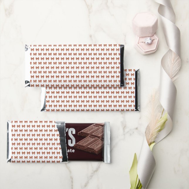 Brown gingham bow pattern hershey bar favors (Front)