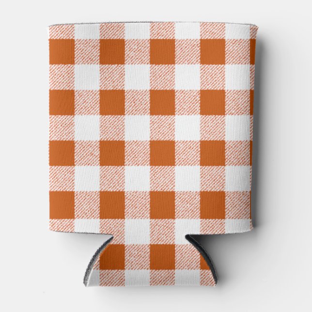 Brown Gingham Check Can Cooler (Front)