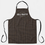 Brown gingham check grill master personalized apron