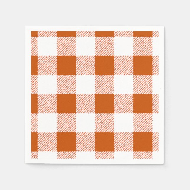 Brown gingham check paper napkins (Front)
