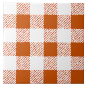 Brown Gingham Check Pattern Ceramic Tile