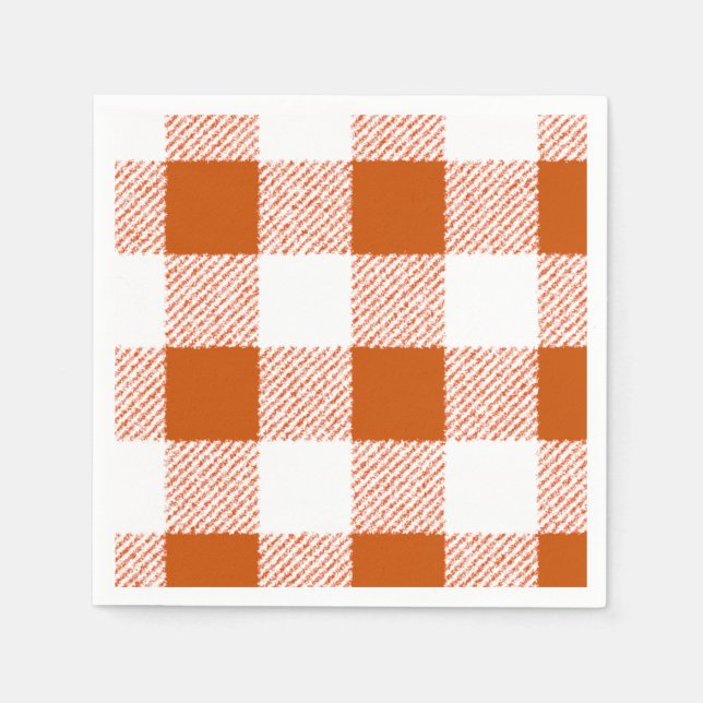 Brown Gingham Check Pattern Paper Napkins (Front)