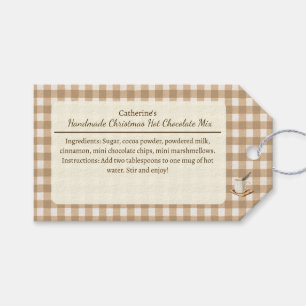 Brown Gingham Christmas Hot Chocolate Mix  Gift Tags