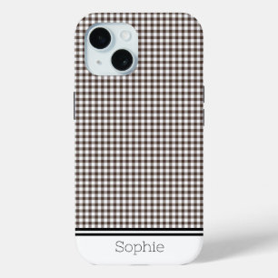 Brown Gingham Custom Samsung iPhone 15 Case