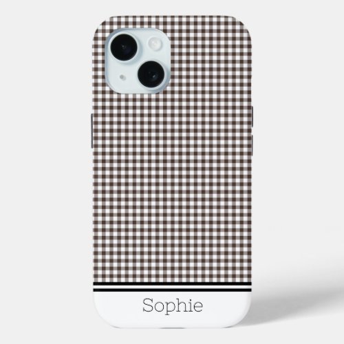 Brown Gingham Custom Samsung iPhone 15 Case