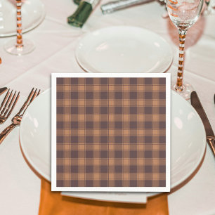 Brown Gingham Fall Autumn Napkins