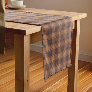 Brown Gingham Fall Autumn Short Table Runner