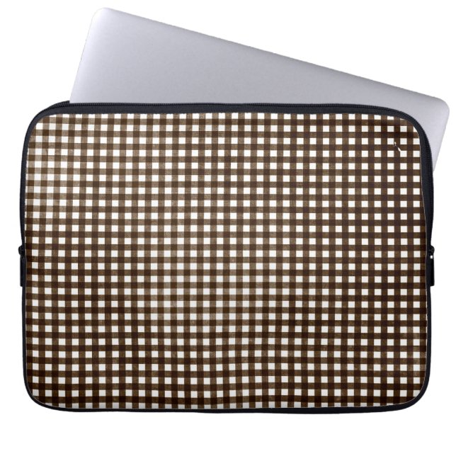 Brown Gingham Laptop Sleeve (Front)