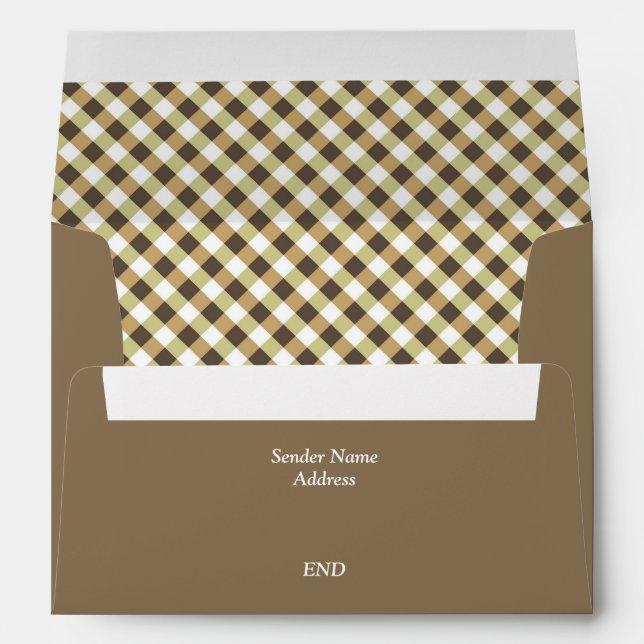 Brown Gingham Plaid Lined Envelope (Back (Bottom))