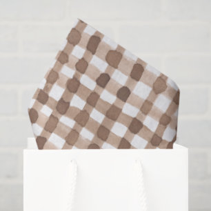 Brown Gingham Plaid Watercolor Trendy Tissue Paper