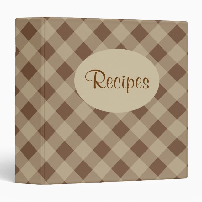 Brown Gingham Recipe Binder (Front/Spine)