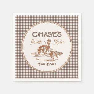 Brown Gingham Rodeo Paper Napkins