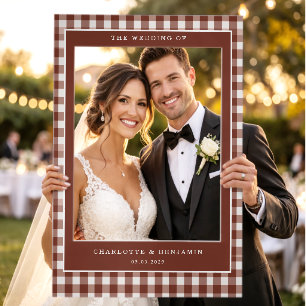 Brown Gingham Selfie Frame Photo Prop