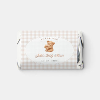 Brown Gingham Teddy Bear Neutral Baby Shower Paper Hershey's Miniatures