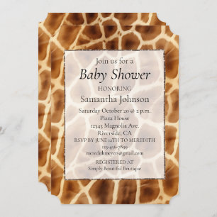 Brown Giraffe Animal Print Invitation