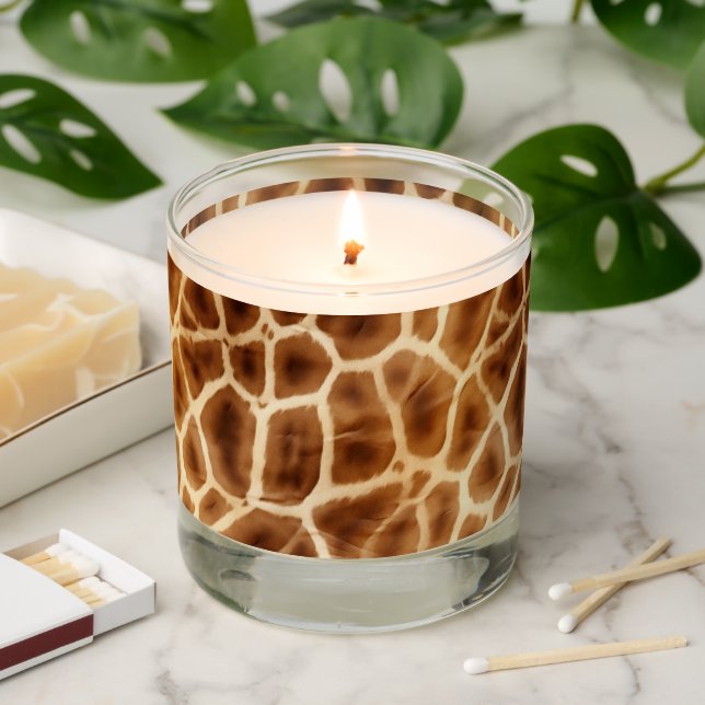 Brown Giraffe Animal Print Scented Candle (Lit)