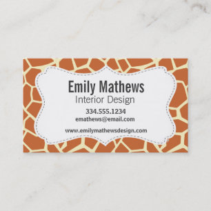 Brown Giraffe Pattern Business Card