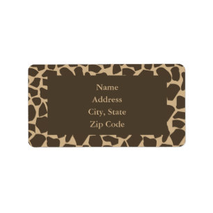 Brown Giraffe Pattern Print Label