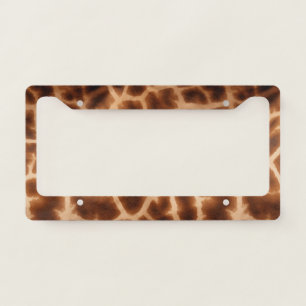 Brown Giraffe Print License Plate Frame