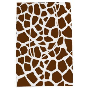 Brown Giraffe Print Medium Gift Bag