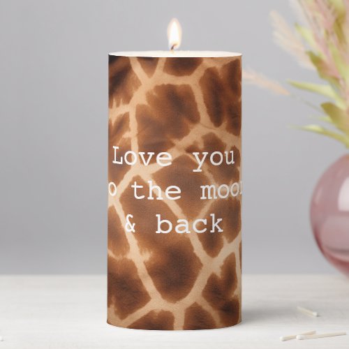 Brown Giraffe Print Pillar Candle