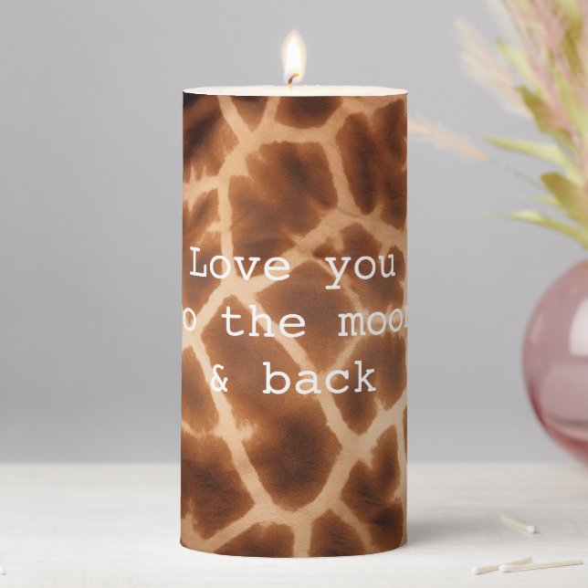 Brown Giraffe Print Pillar Candle (In Situ)
