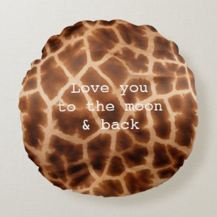 Brown Giraffe Print Round Pillow