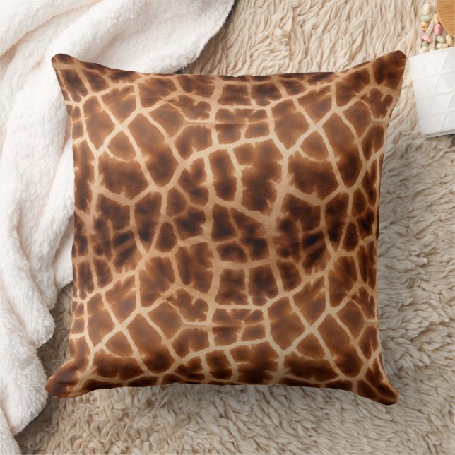 Brown Giraffe Print Throw Pillow (Blanket)