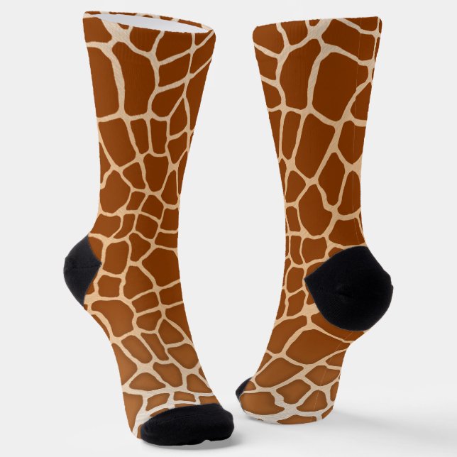 Brown Giraffe Spots Animal Legs Fun to Wear Socks (Angled)