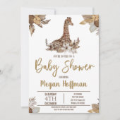 Brown Giraffe Themed Baby Shower Invite (Front)