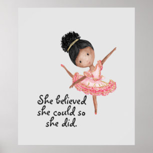 Brown Girl Ballerina with Quote Poster