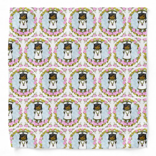 Brown Girl Nurse Roses  Bandana